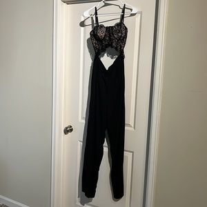 Lace corset jumpsuit with cutout